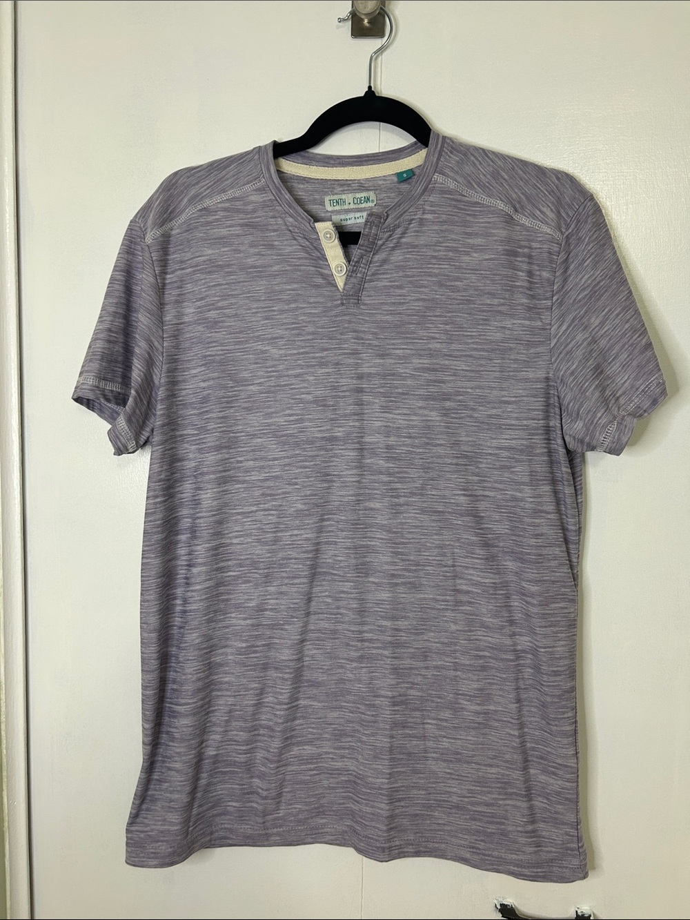 Heathered Lavender Short-Sleeve Henley Shirt